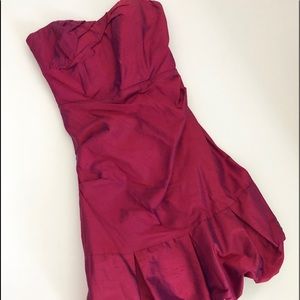 NICOLE MILLER Silk Cocktail Strapless Dress